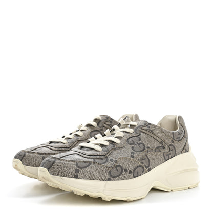 Gucci Maxi GG Supreme Monogram Gucci 100 Womens Rhyton Sneakers 40.5 Beige Ebony 4 of 15