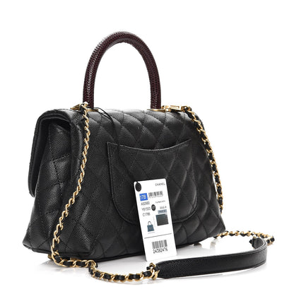 Chanel Caviar Lizard Quilted Mini Coco Handle Flap Black 4 of 9