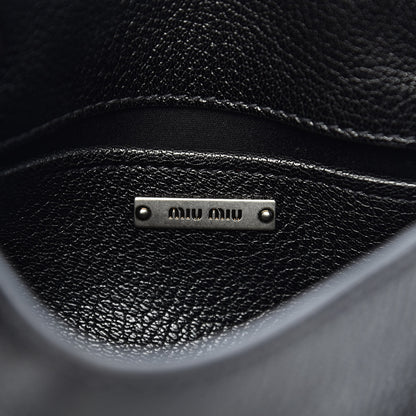 Miu Miu Goatskin Madras Borchie Shoulder Bag Black 6 of 11
