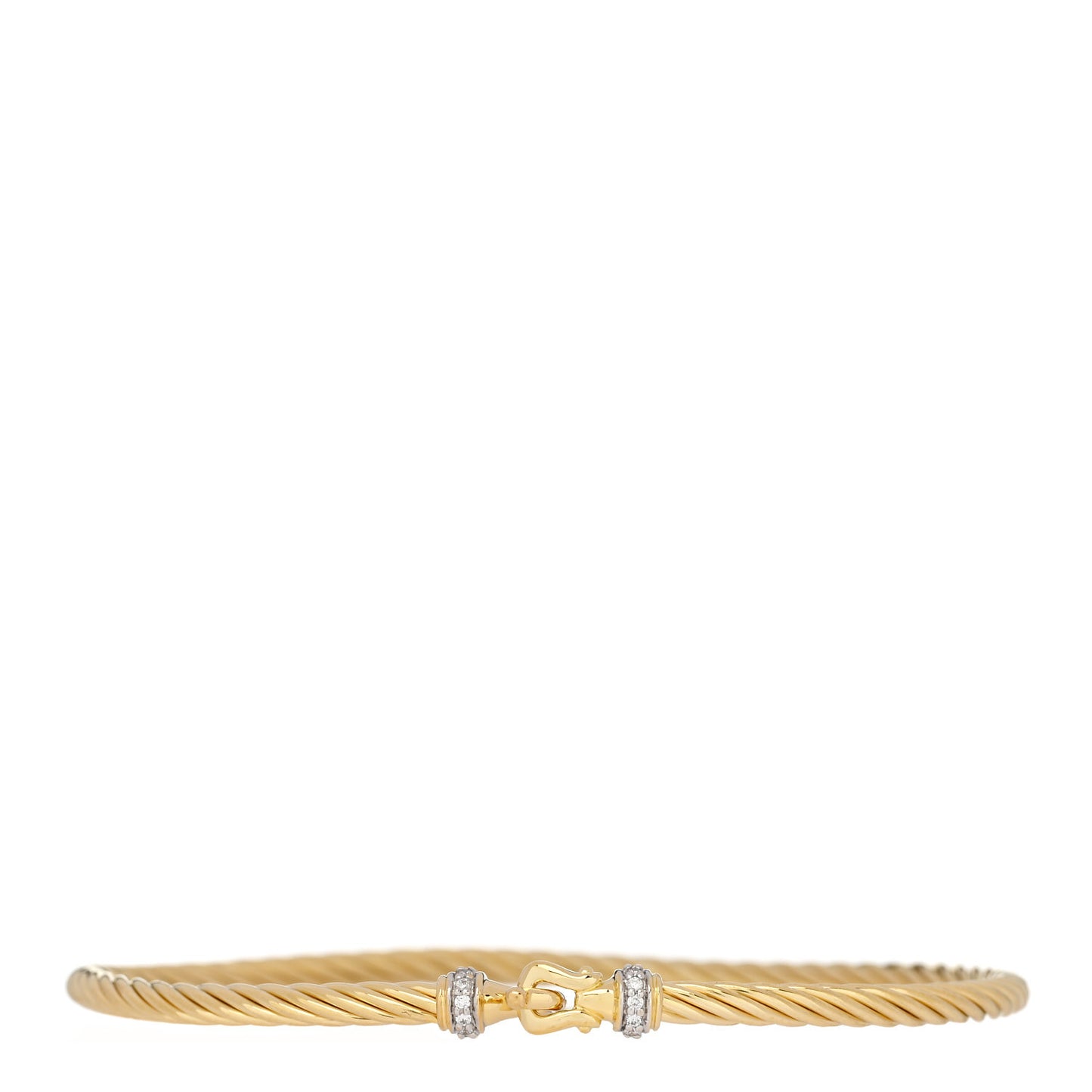 18K Yellow Gold Diamond 2.6mm Cable Collectibles Buckle Bracelet