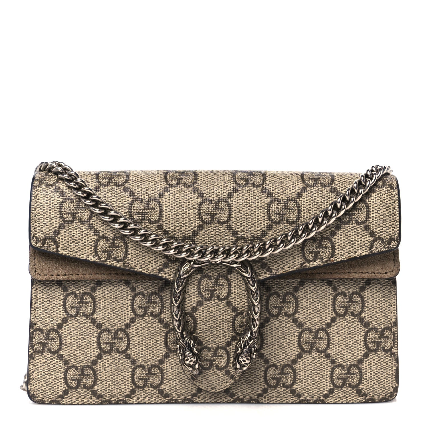 Gucci GG Supreme Monogram Super Mini Dionysus Shoulder Bag Taupe 1 of 9