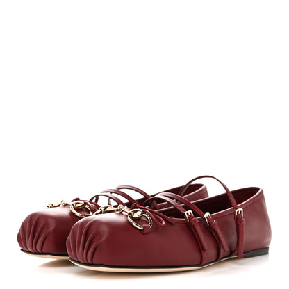 Gucci Malaga Kid Horsebit Ballet Flats 39 Rosso Ancora Red 4 of 10
