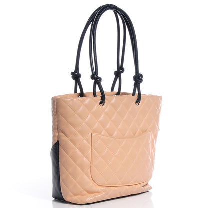 Chanel Calfskin Quilted Medium Cambon Tote Beige Black 5 of 12