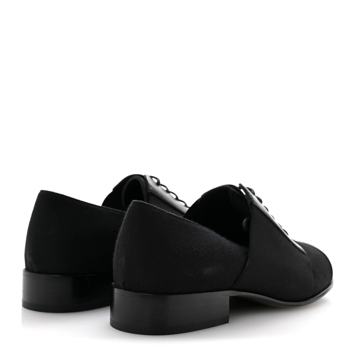 Chanel Calfskin Elastic Lace Up Cap Toe CC Loafers 35 Black 5 of 9