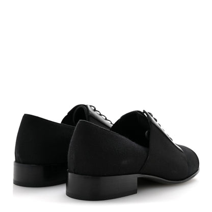 Chanel Calfskin Elastic Lace Up Cap Toe CC Loafers 35 Black 5 of 9
