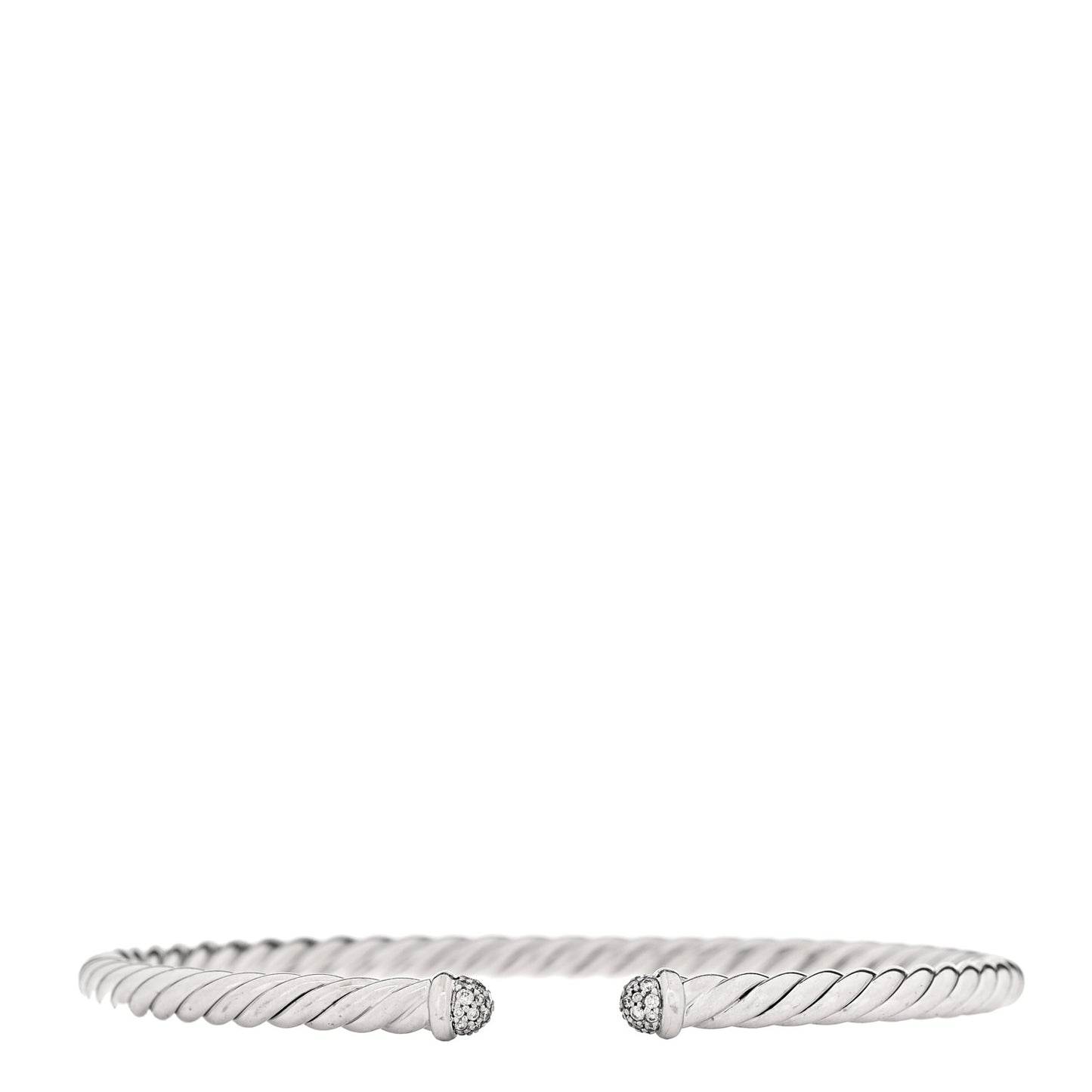 18K White Gold Diamond 4mm Cable Flex Cuff Bracelet