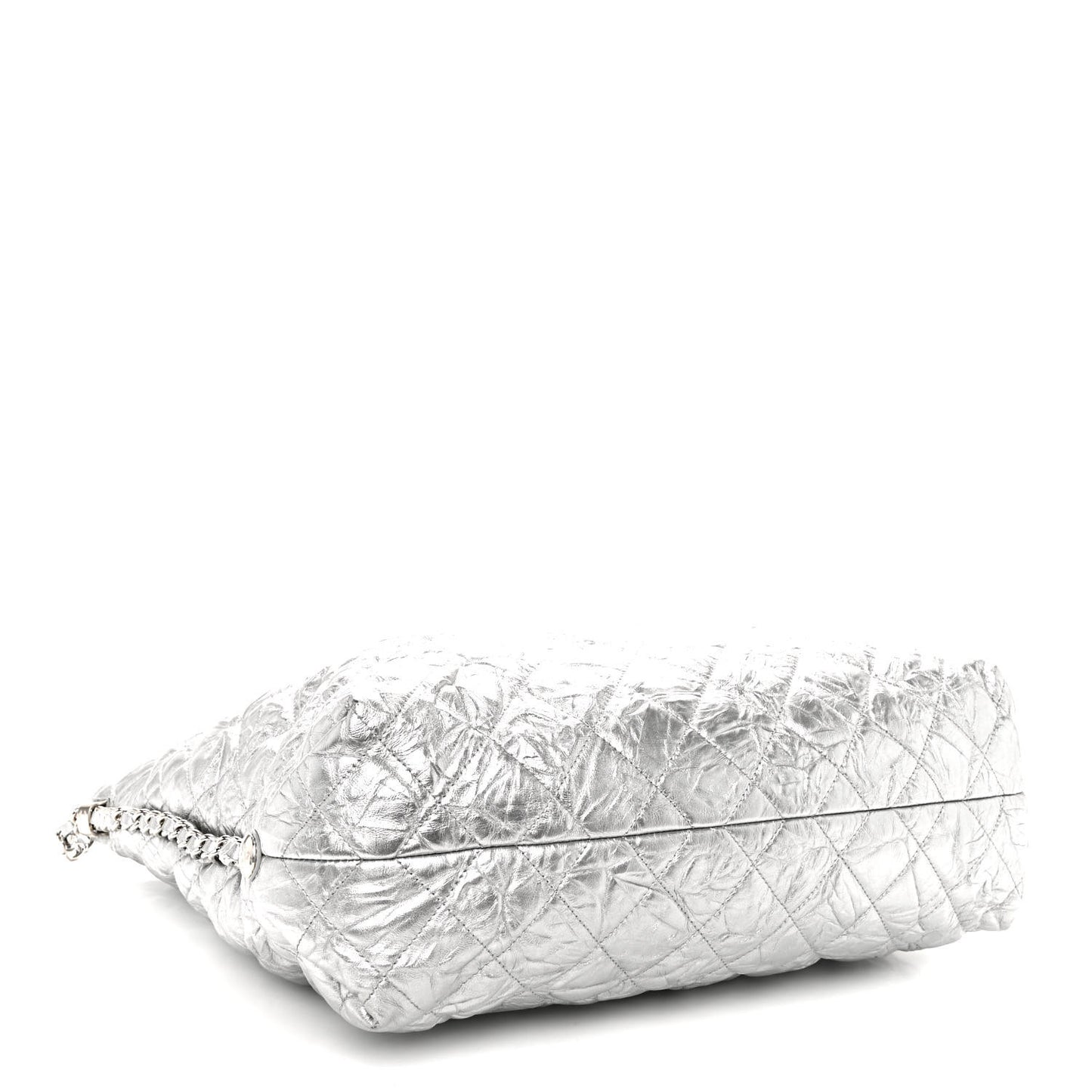 Metallic Crackled Calfskin Quilted Large Big Bang Hobo Silver