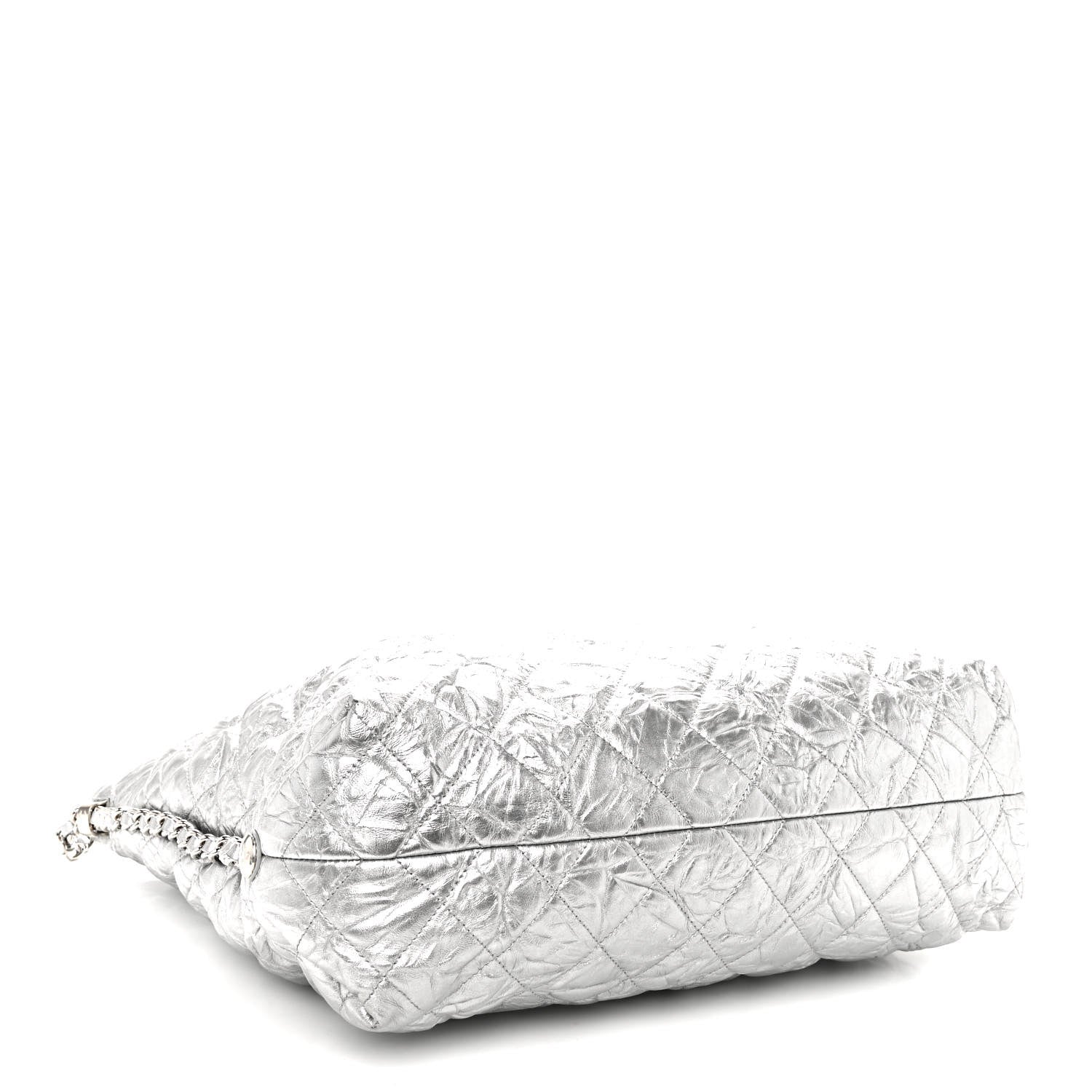 Chanel Metallic Crackled Calfskin Quilted Large Big Bang Hobo Silver 4 of 10
