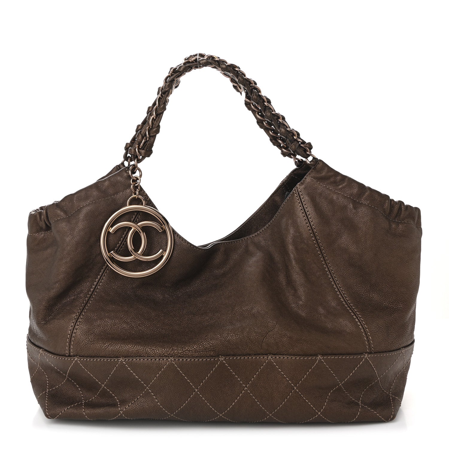 Chanel Metallic Calfskin Baby Coco Cabas Khaki 1 of 10