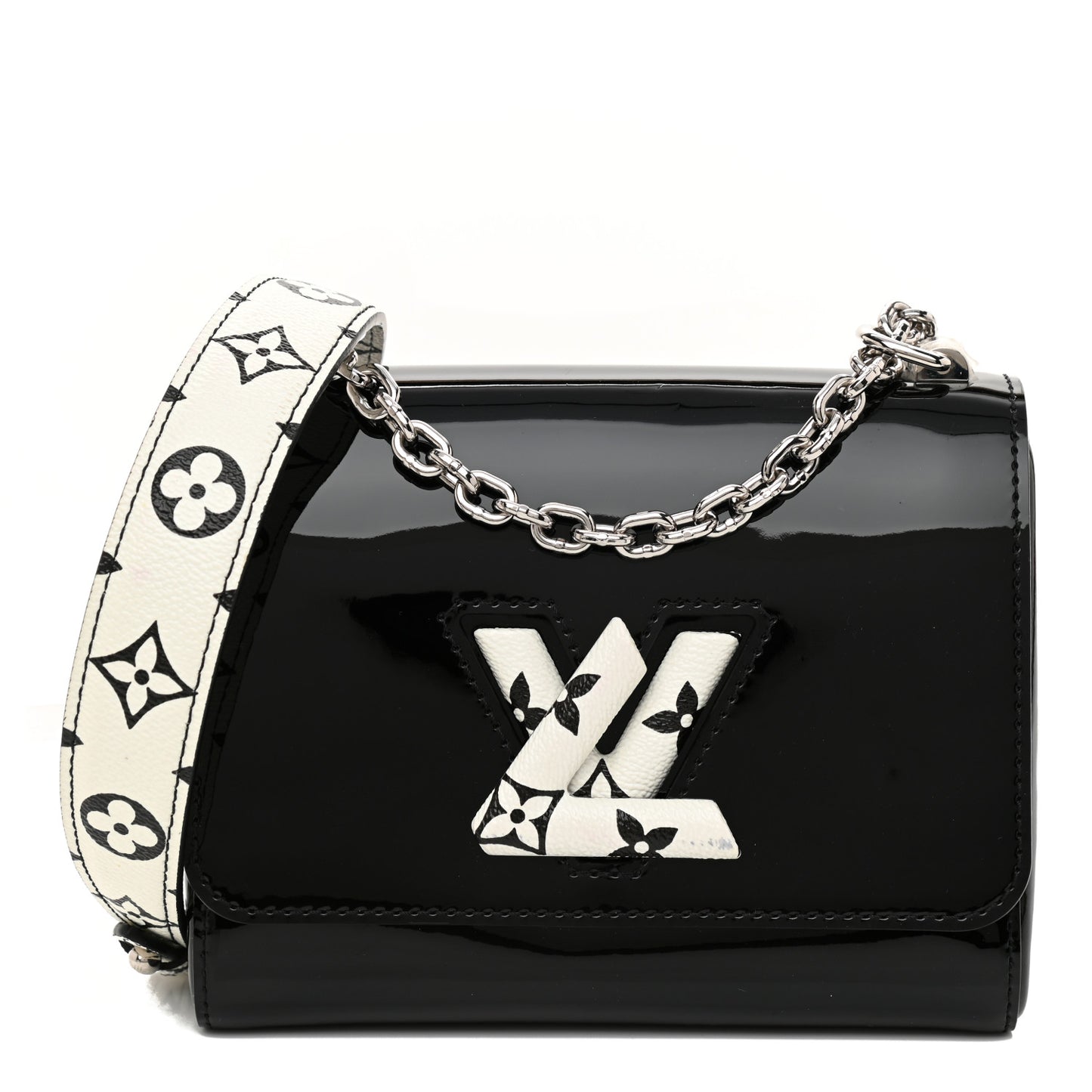 Patent Monogram Twist Shoulder Bag PM Black