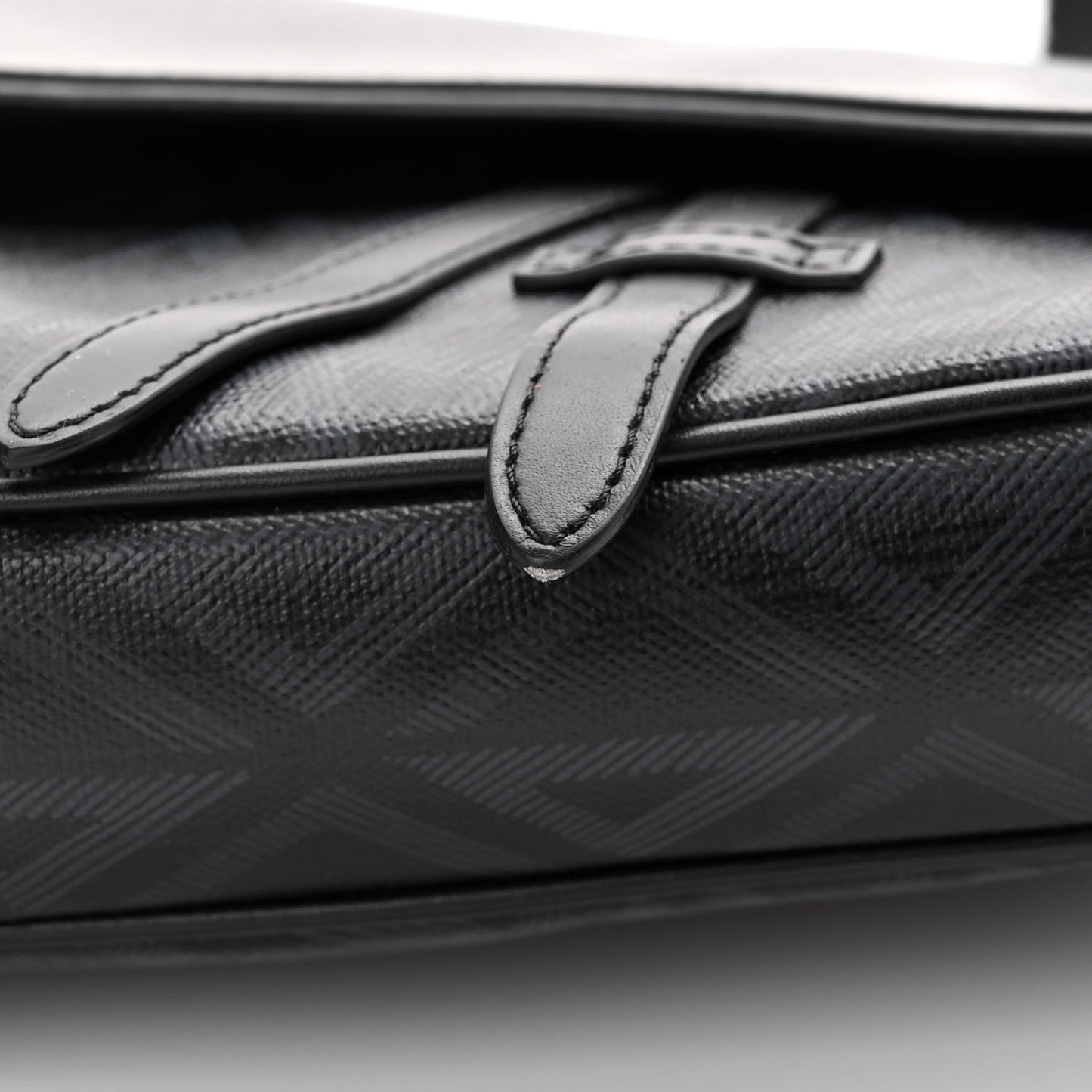Smooth Calfskin Canvas CD Diamond Mens Saddle Bag Black