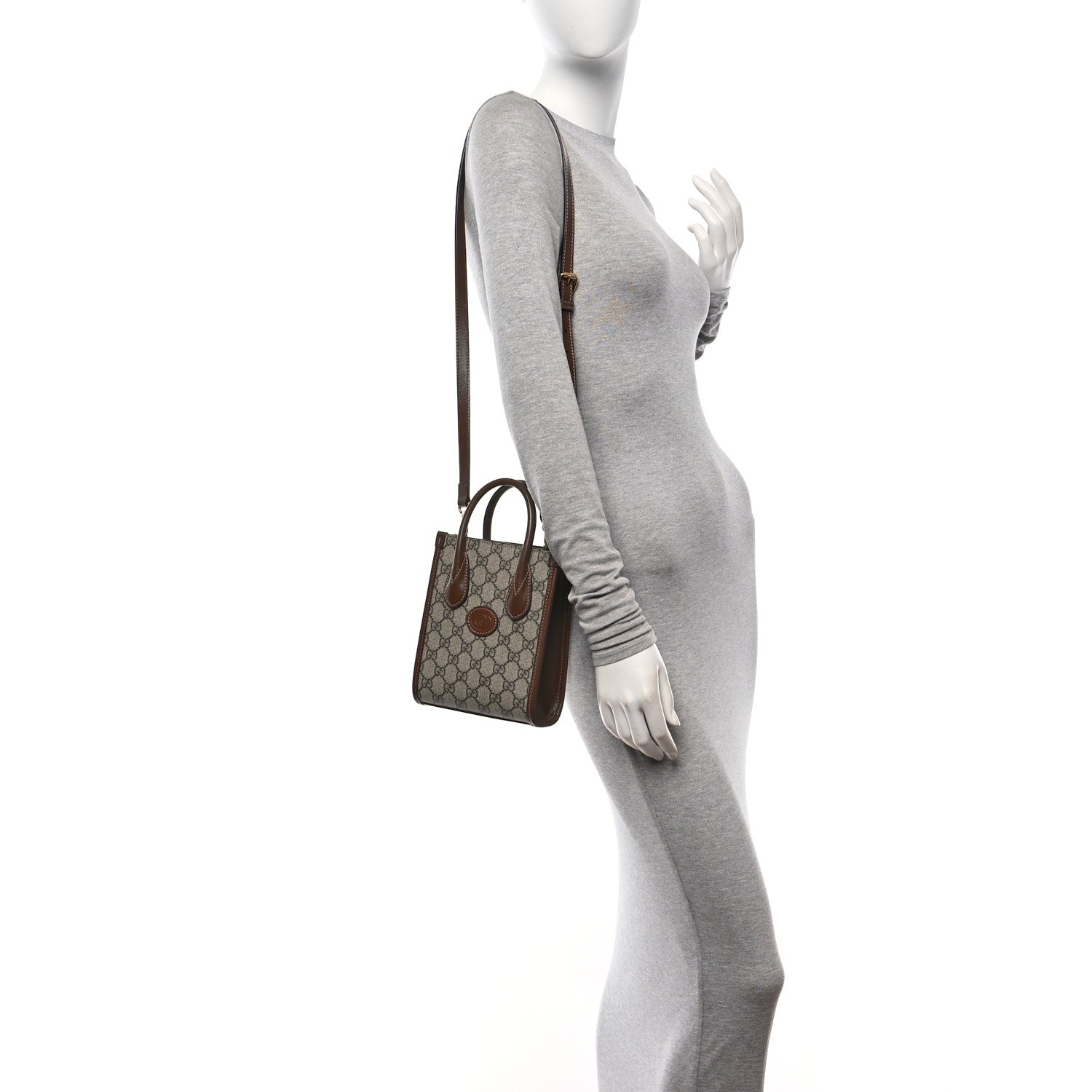 Gucci GG Supreme Monogram Azalea Calfskin Mini Retro Interlocking G Tote Bag Beige Ebony Brown Sugar 2 of 11