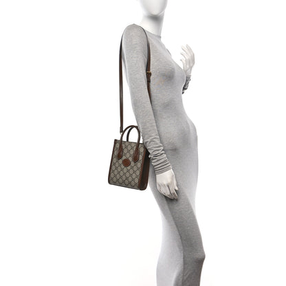 Gucci GG Supreme Monogram Azalea Calfskin Mini Retro Interlocking G Tote Bag Beige Ebony Brown Sugar 2 of 11