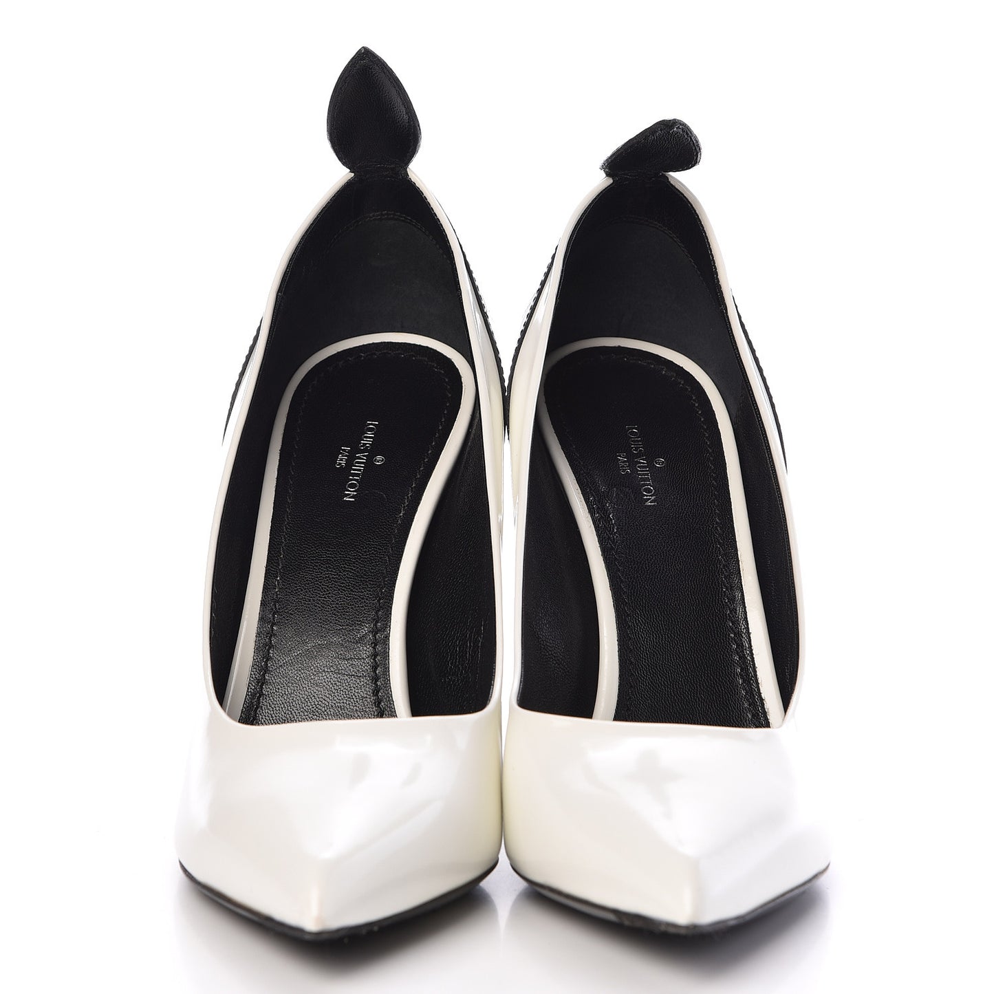 Calfskin Crocodile Embossed Matchmake Pumps 40 Black White