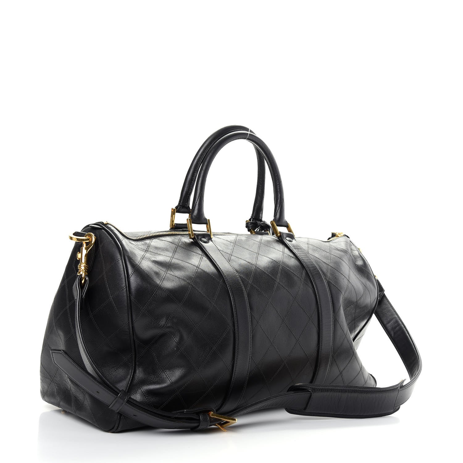 Chanel Calfskin Stitched CC Boston Black 2 of 9