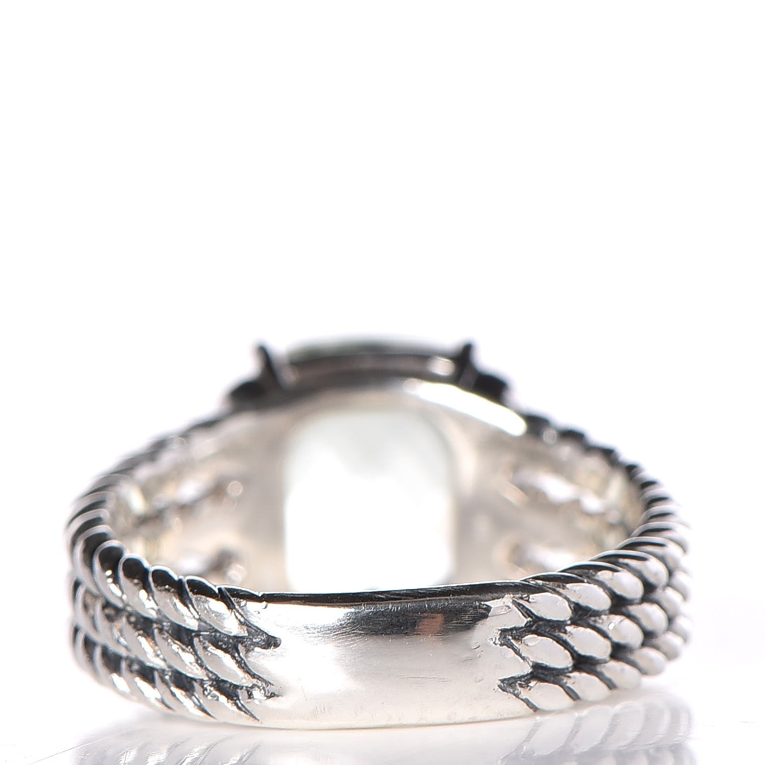 David Yurman Sterling Silver Diamond Prasiolite 10mm Petite Wheaton Ring 52 6 4 of 5