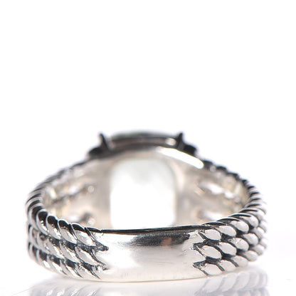 David Yurman Sterling Silver Diamond Prasiolite 10mm Petite Wheaton Ring 52 6 4 of 5