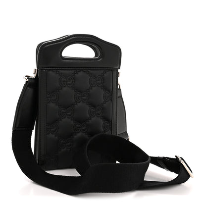 Gucci Nylon Calfskin Enamel GG Matelasse Mini Top Slip Handle Crossbody Bag Black 3 of 13