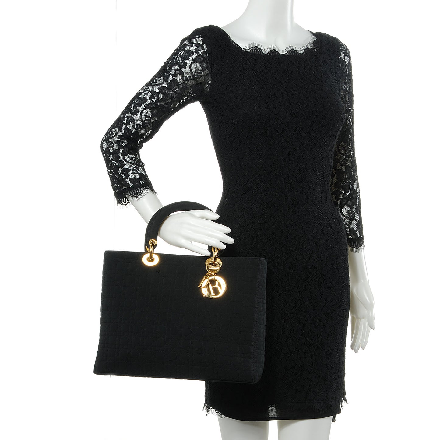 Nylon Cannage Large Lady Dior Black