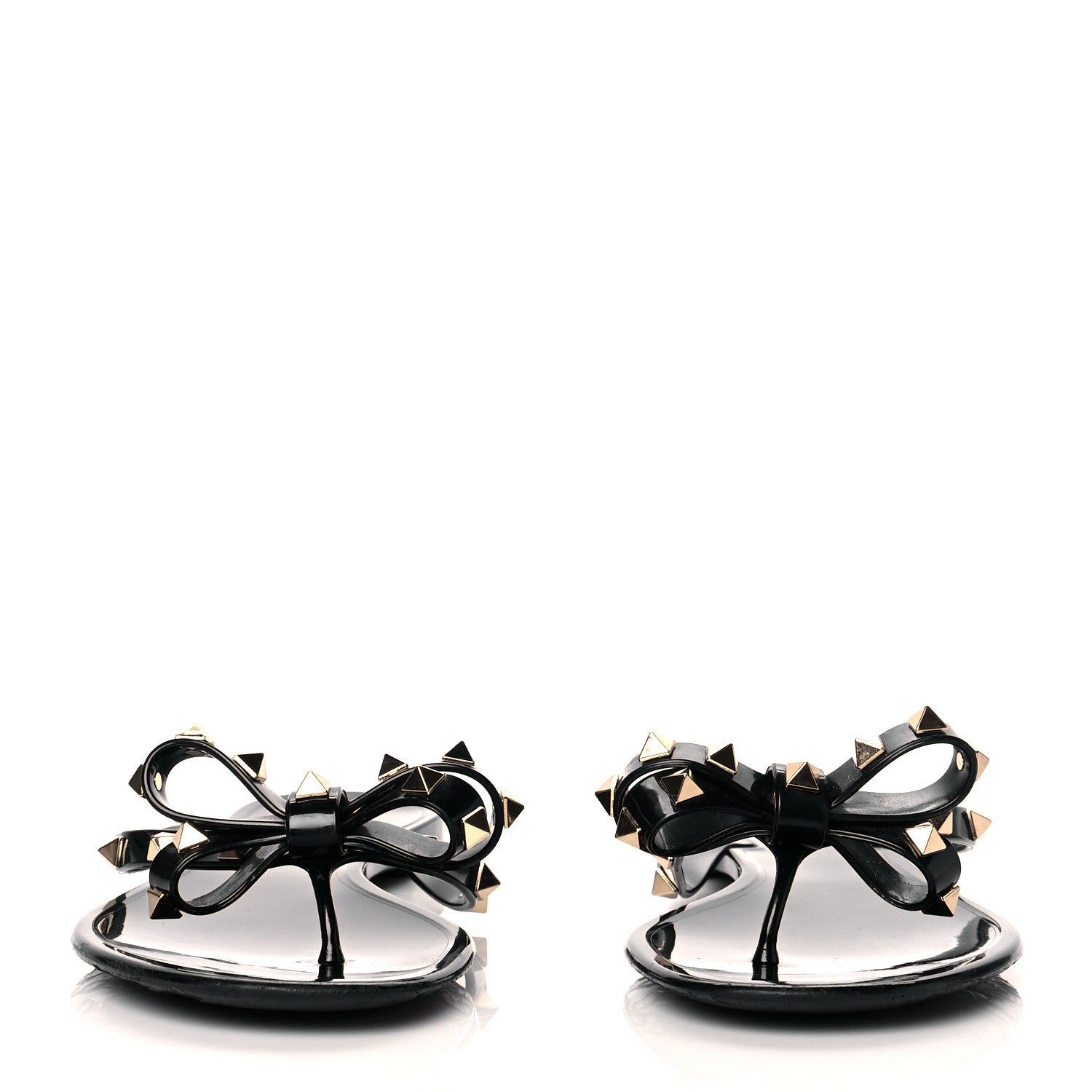 Valentino Garavani PVC Jelly Rockstud Bow Thong Sandals 40 Black 3 of 9