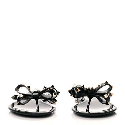Valentino Garavani PVC Jelly Rockstud Bow Thong Sandals 40 Black 3 of 9