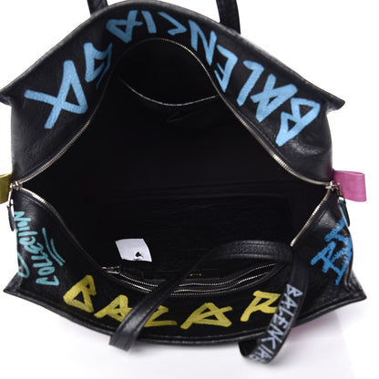 Balenciaga Agneau Arena Graffiti All Over Medium Bazar Shopper Tote Black Multicolor 7 of 9