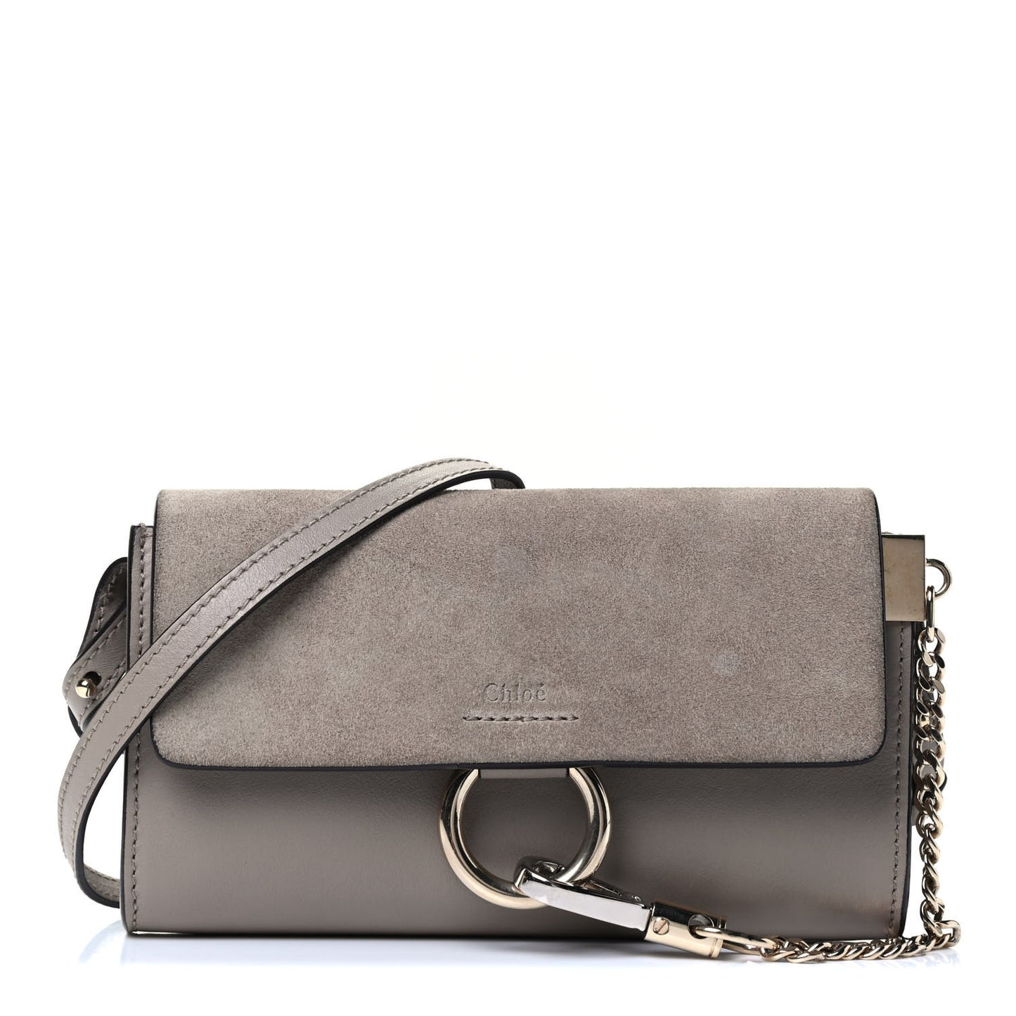 Suede Calfskin Mini Faye Shoulder Bag Motty Grey