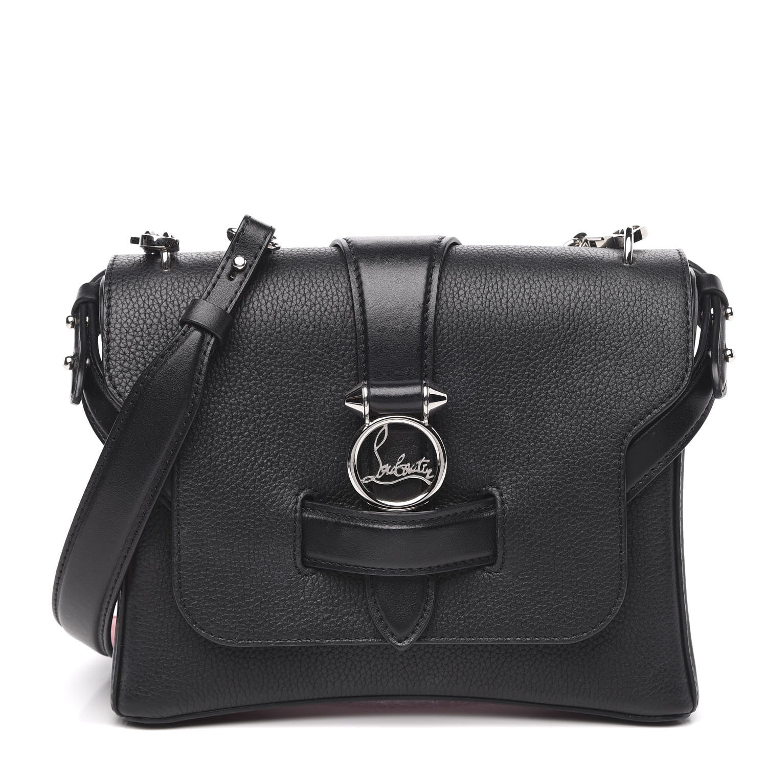 Christian Louboutin Pebbled Calfskin Small Rubylou Shoulder Bag Black 1 of 14