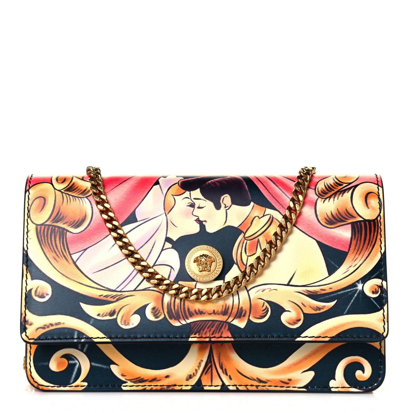 X DISNEY Nappa Cinderella Print Chain Wallet Multicolor