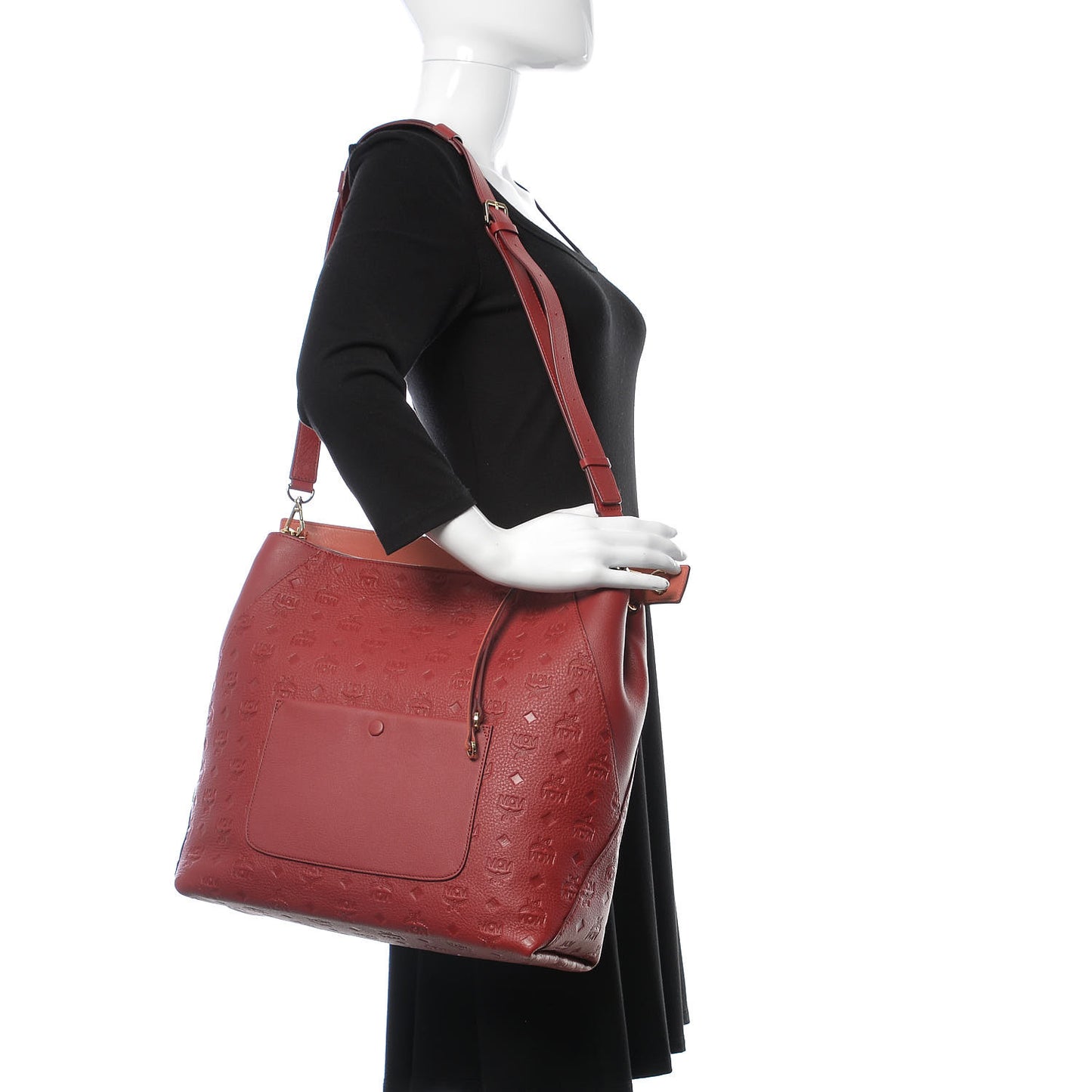 Grained Calfskin Large Hobo Ruby Tan