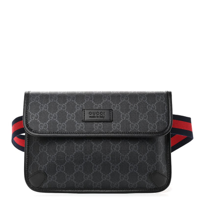 Gucci GG Supreme Monogram Web Slim Belt Bag Black Grey 1 of 9