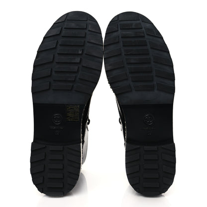 Chanel Crackled Calfskin Velvet Pearl Combat Short Boots 39 Black 5 of 8