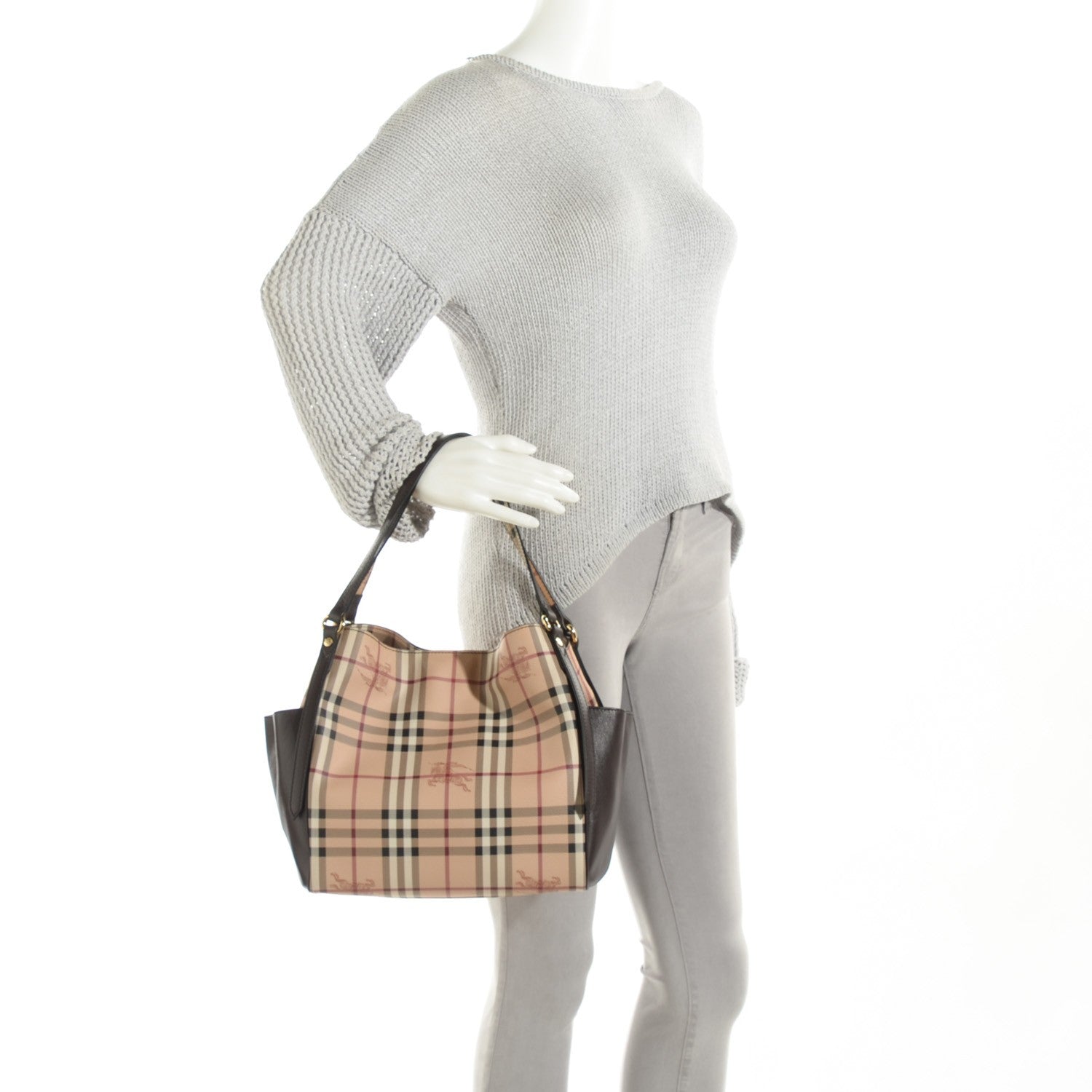 Burberry Haymarket Check Small Canterbury Tote Chocolate 5 of 12