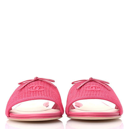 Chanel Fabric Embroidered CC Bow Mules 36 Dark Pink 3 of 10