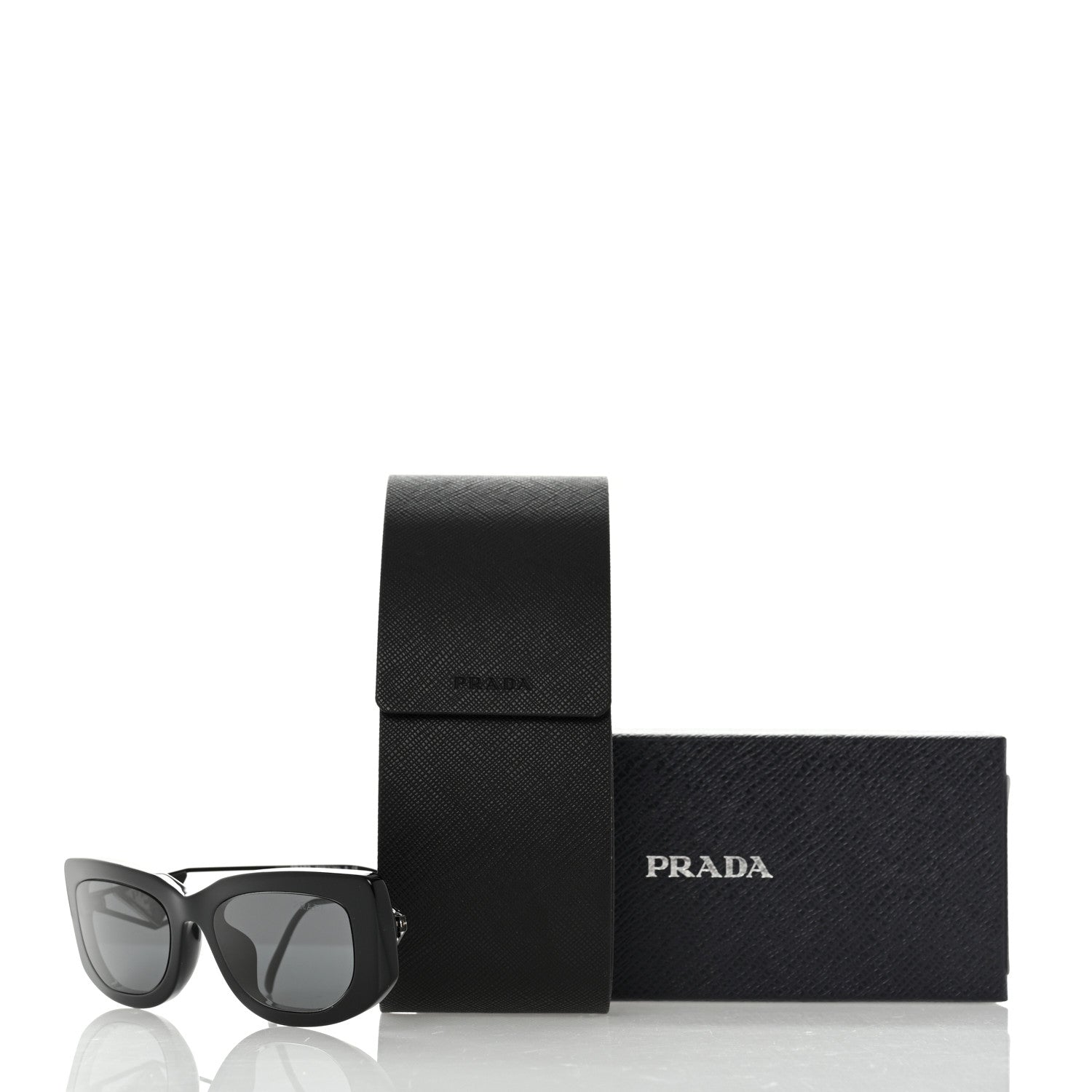 Prada Acetate Sunglasses SPR 14Y Black Slate Gray 8 of 8