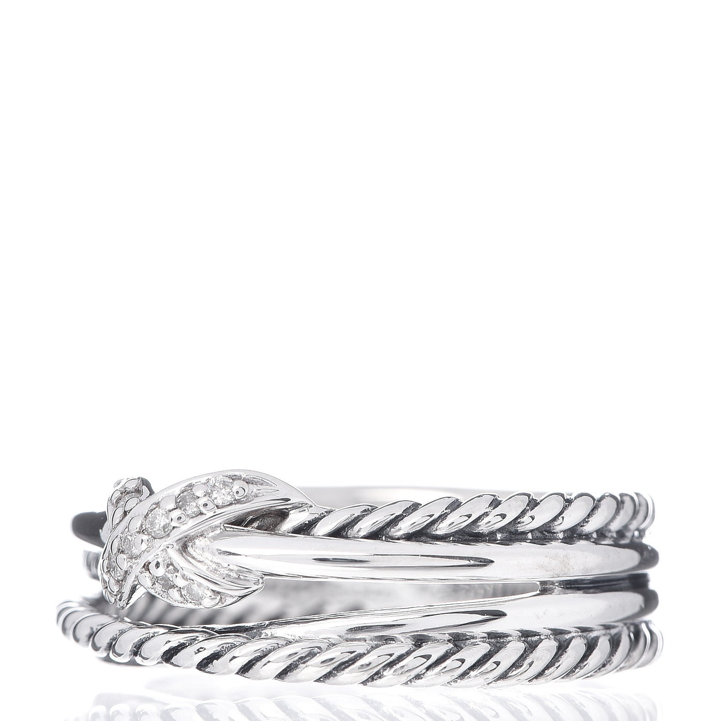 Sterling Silver Diamond X Crossover Ring 51 5.75