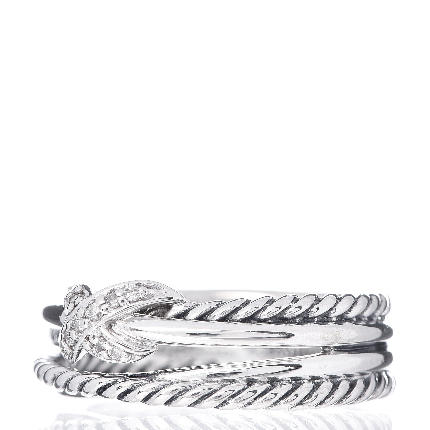 David Yurman Sterling Silver Diamond X Crossover Ring 51 5.75 3 of 5