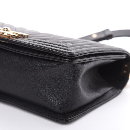 Chanel Caviar Chevron Quilted Medium Boy Flap Black 9 of 12