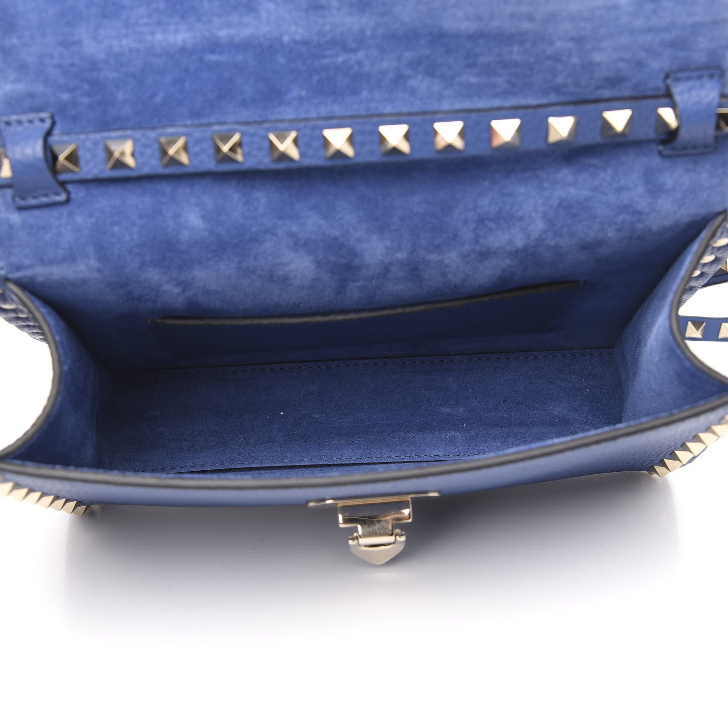 Valentino Garavani Pebbled Calfskin Medium Rockstud Flip Lock Crossbody Bag Baltique 5 of 9
