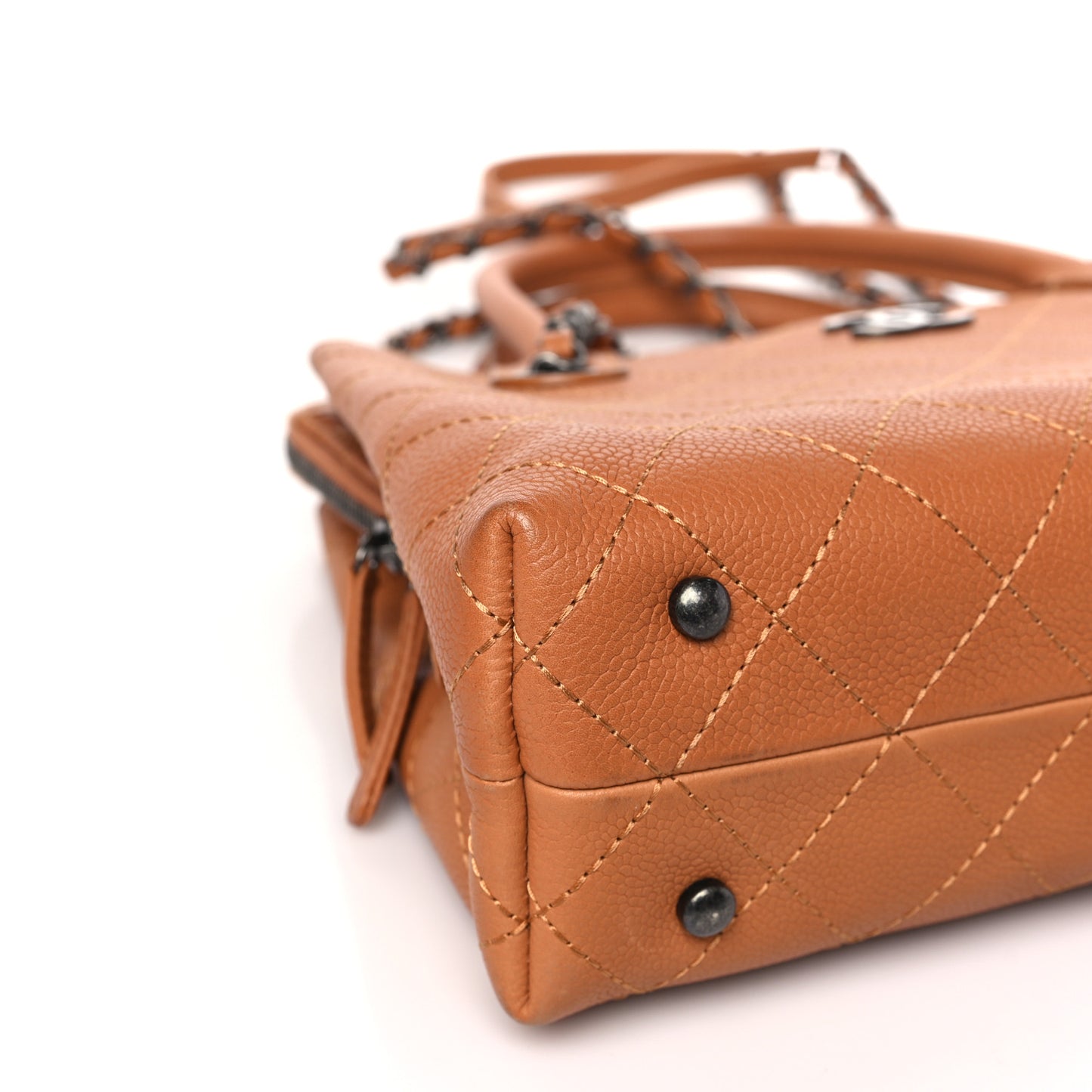 Grained Vegetal Calfskin Small Urban Shopping Tote Camel