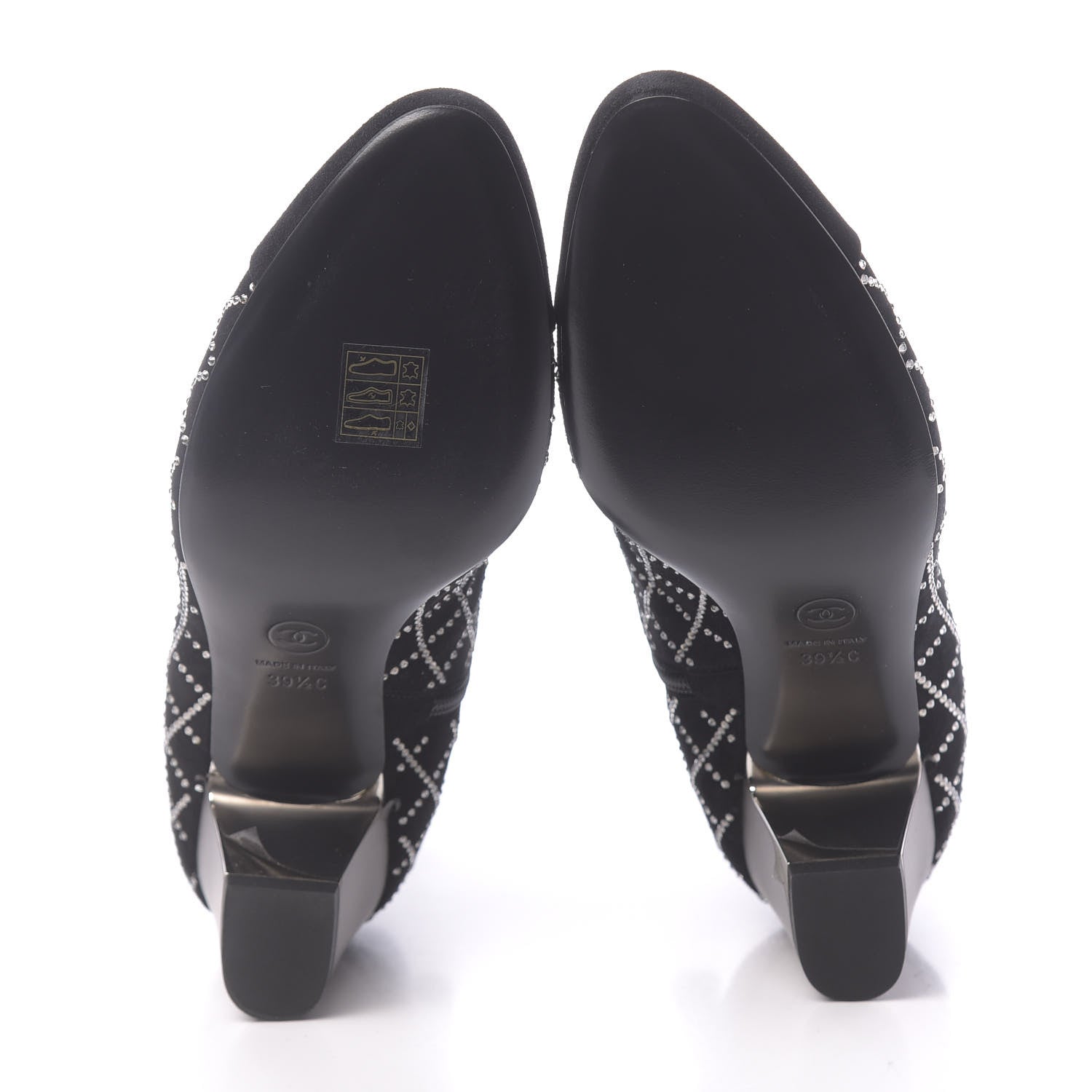 Chanel Kid Suede Strass Short Boots 39.5 Black 5 of 9