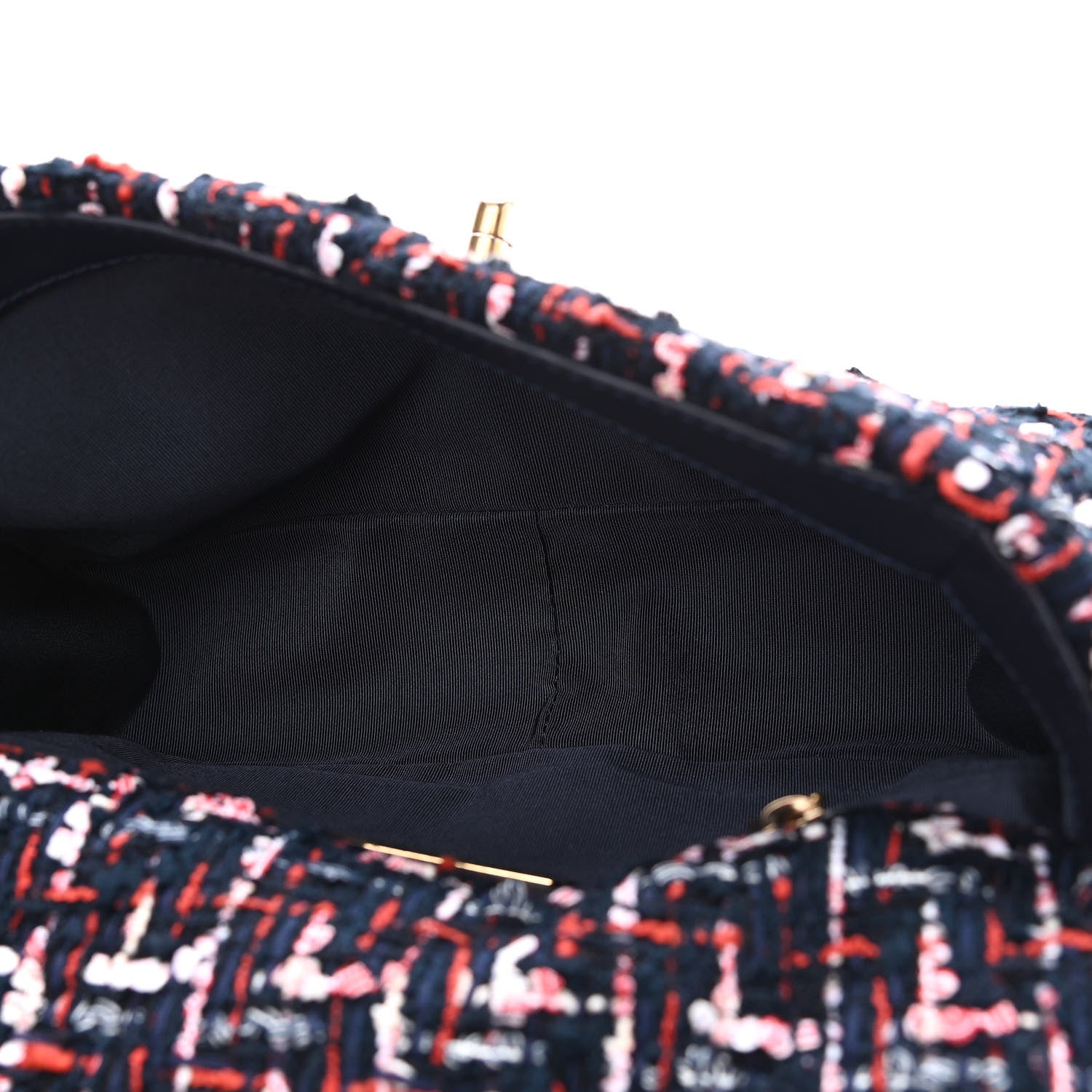 Chanel Tweed Quilted Medium Chanel 19 Flap Navy Blue White Red 5 of 11