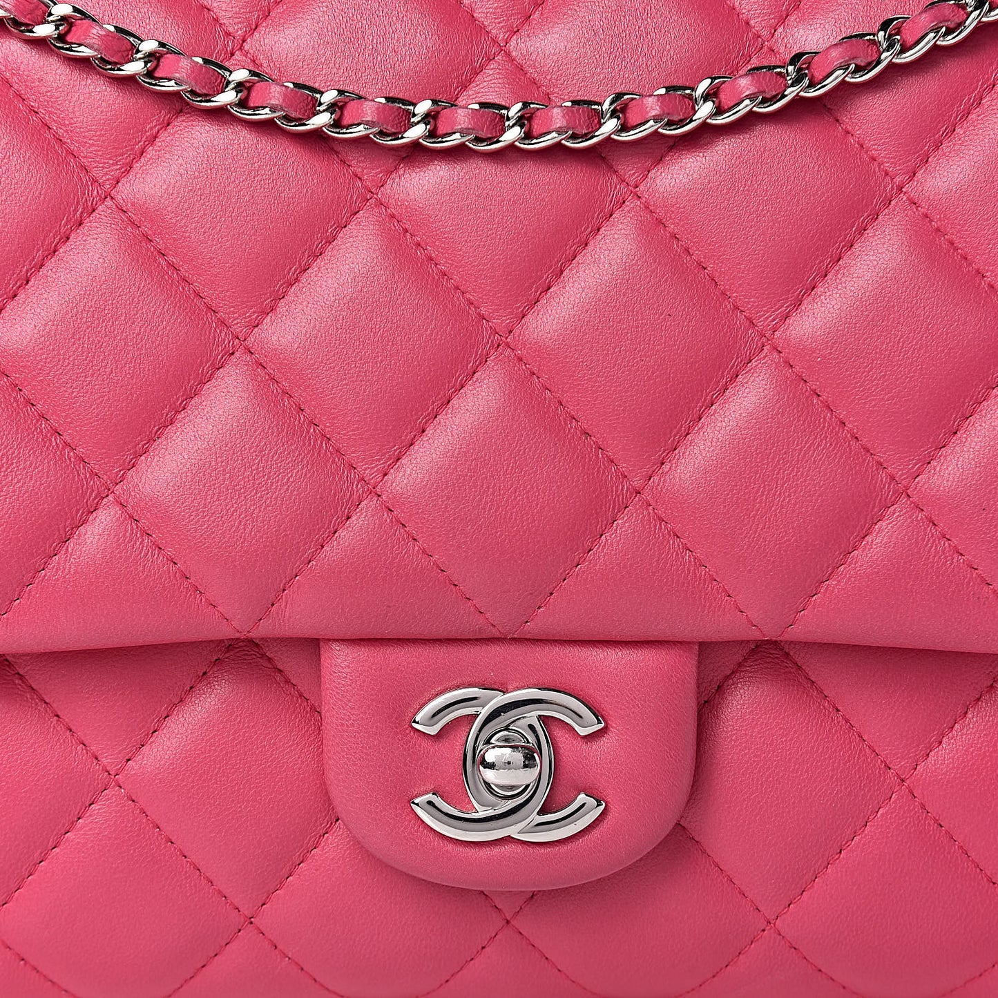 Lambskin Quilted Clutch With Chain Flap Pink