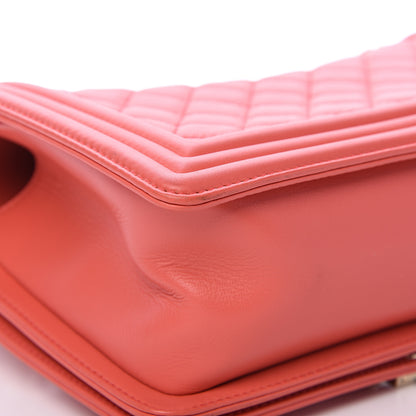 Chanel Lambskin Quilted Medium Boy Flap Coral 11 of 12