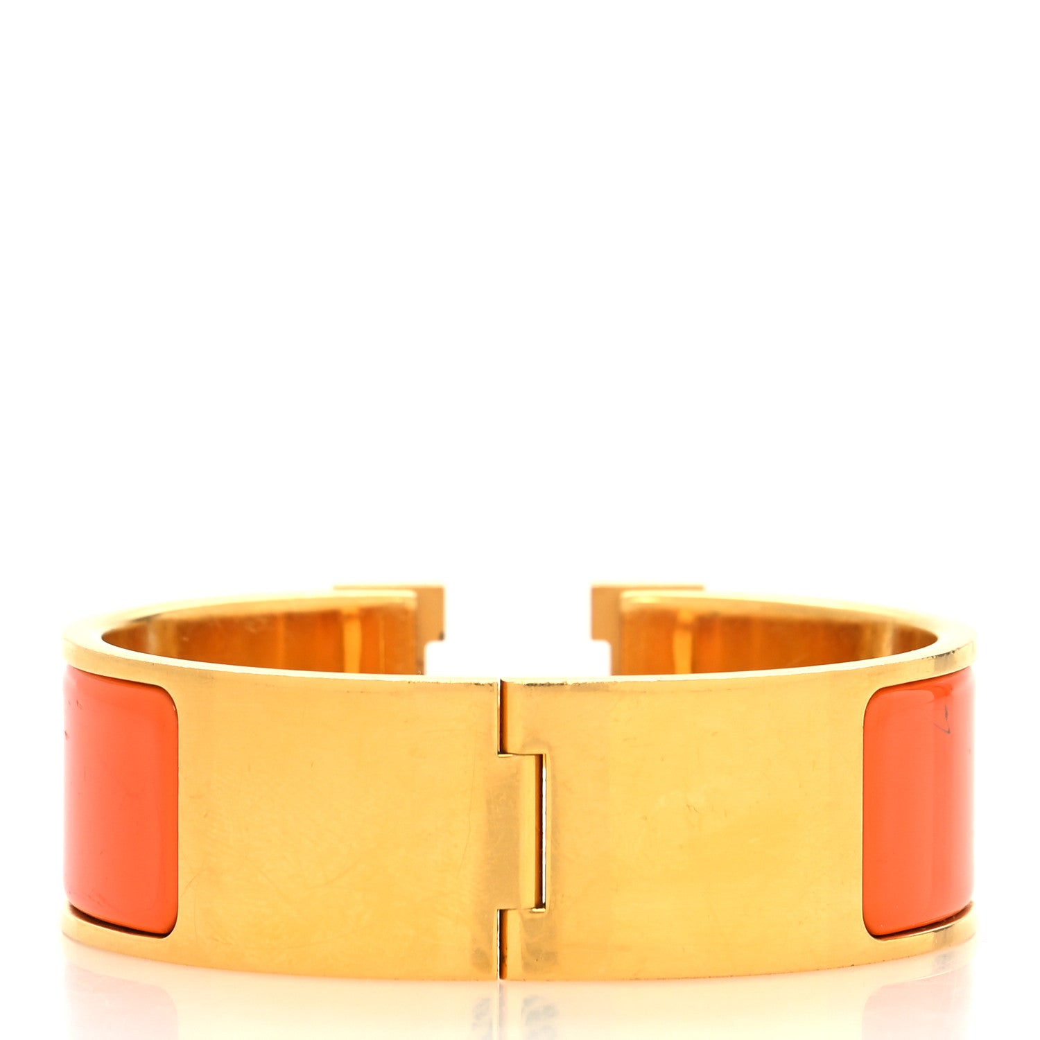 Hermes Enamel Wide Clic Clac H Bracelet GM Orange 3 of 6