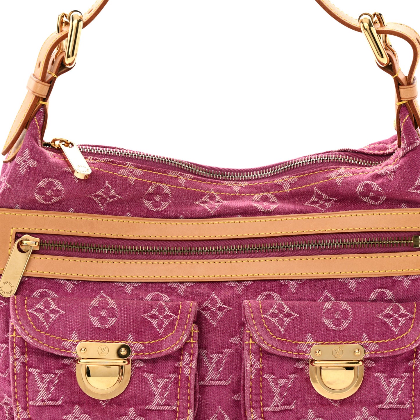 LOUIS VUITTON Denim Baggy PM Fuchsia