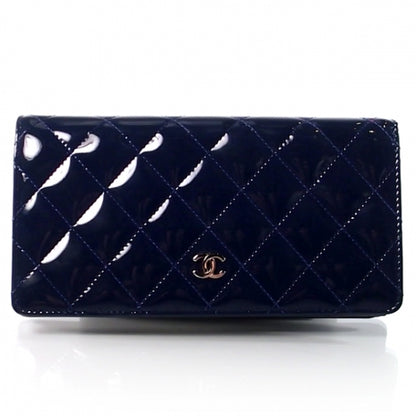 Chanel Quilted Patent Flat Wallet Blue 1 of 6