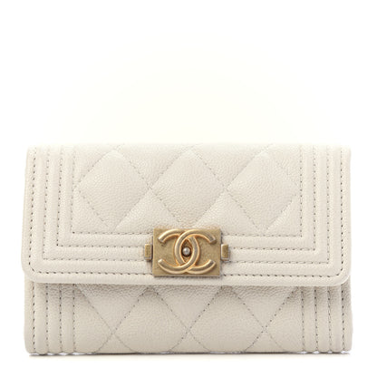 Chanel Caviar Quilted Boy Flap Card Holder White 1 of 11