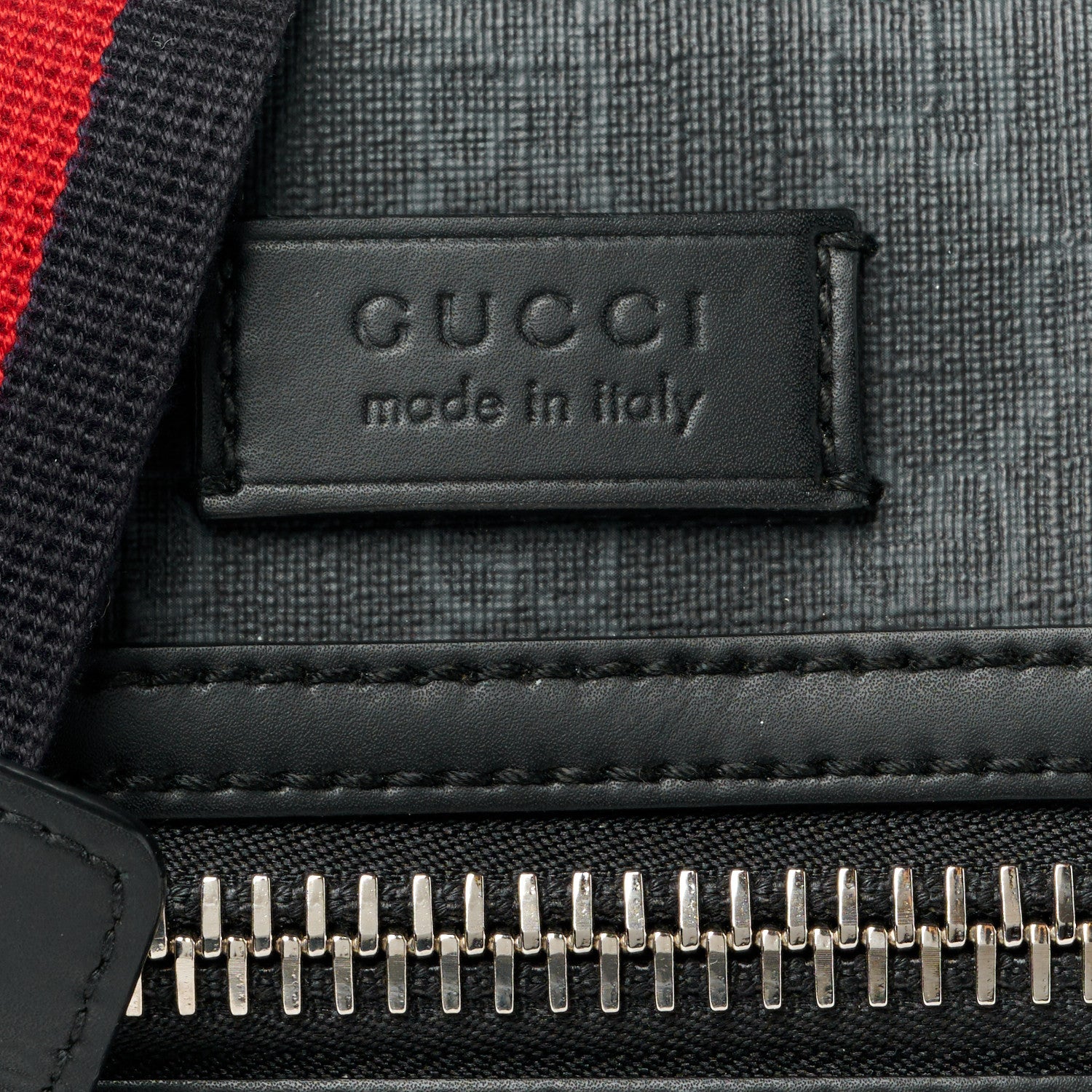 Gucci GG Supreme Monogram Web Small Flat Messenger Bag Black Grey 8 of 11