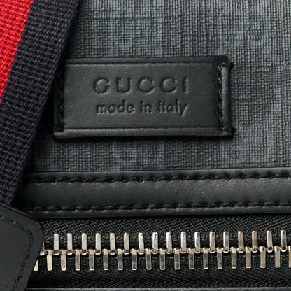 Gucci GG Supreme Monogram Web Small Flat Messenger Bag Black Grey 8 of 11